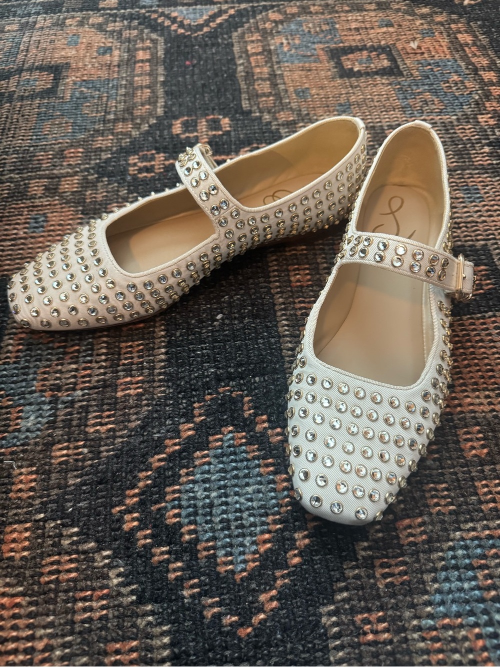 Sam Edelman Cream Mary Jane Flats with Sparkling Studs - Picture 4 of 4